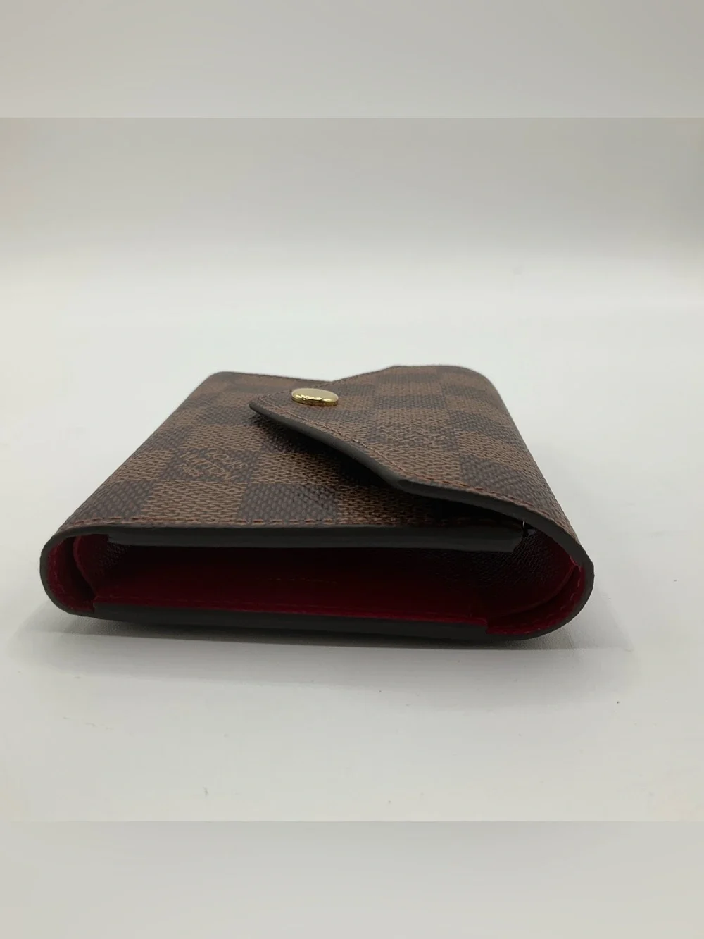 NWT Louis Vuitton Victorine Trifold Wallet Damier Ebene Rouge Interior N41659